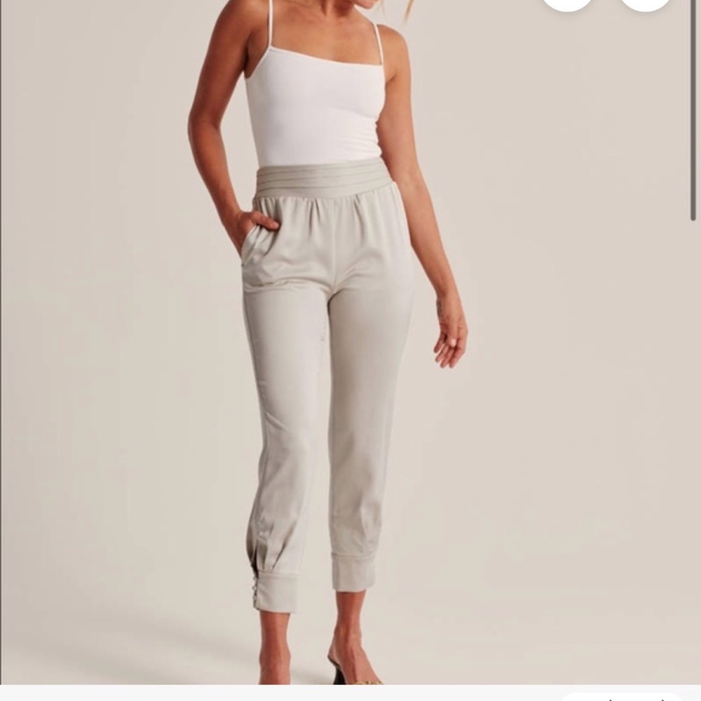 Abercrombie & Fitch // Silver Satin Joggers// Medium